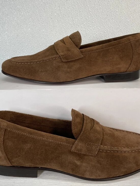 Jack Erwin Mens Size 7.5 D Edward Loafer Apron Front Brown Suede main image 9